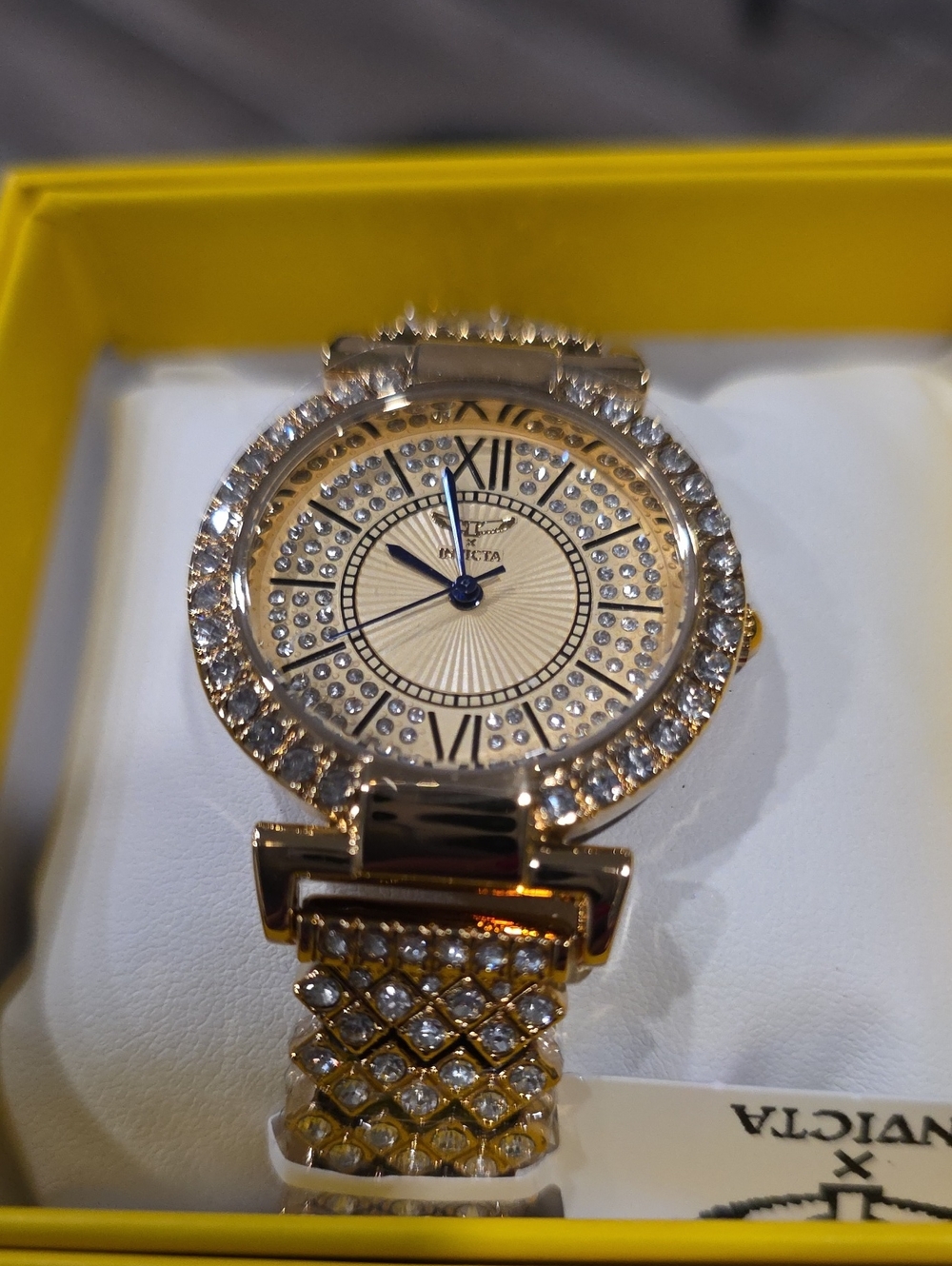 312.  INVICTA 69061 WILDFLOWER  GOLD  TONE STEEL WOMENS WATCH CRYSTAL DIAL 34MM